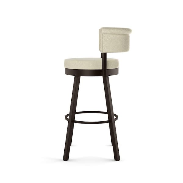 Rosco 26.75 in. Cream boucle polyester/Dark Brown Metal Counter Stool