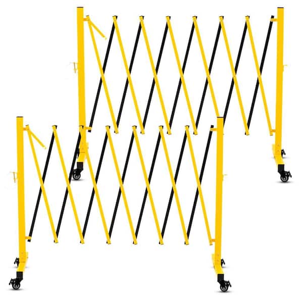 2-Pack 132 in. Metal Expandable Barricade,Folding Security Gate Safety Barrier Gate Adjustable Traffic Fence with Caster