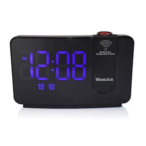 Black Projection Alarm Clock with 1.4'' Blue Large Time Display