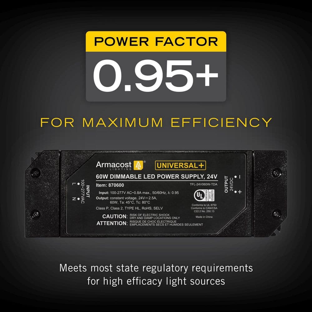 Compact Black 24V Dimmable LED Power Supply