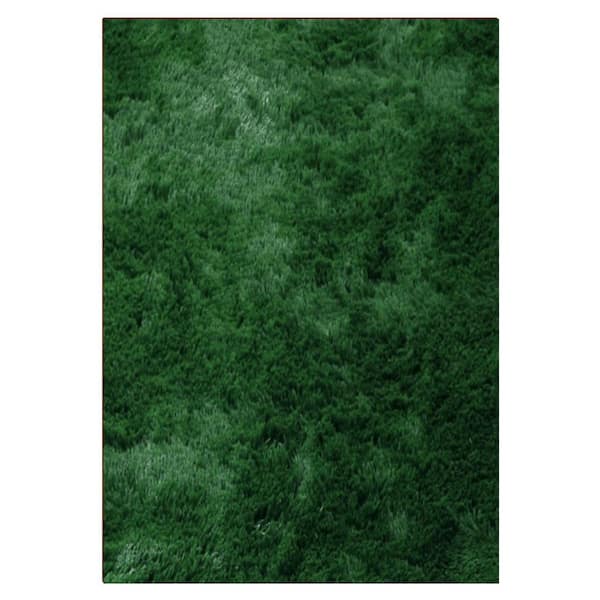 Tie Dye 5 ft. x 8 ft. Fluffy Rug Non-Slip Faux Fur Solid Green