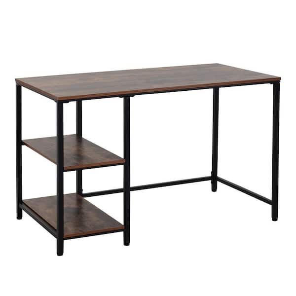 HOMCOM 47.25 in. Brown Wooden Computer Desk with 2-Storage Shelves