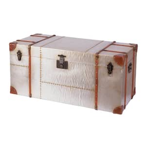 Industrial Wooden Aluminum Storage Trunk with Lockable Latches, Large