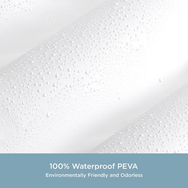 Kenney Medium Weight Peva Shower Curtain Liner with Pockets, White