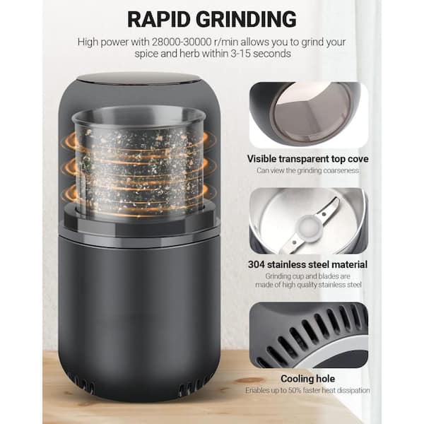 Numhew Electric Herb Grinder with Large Capacity and High Rotating Speed  for Spices and Herbs, Gray F7K0G2P1