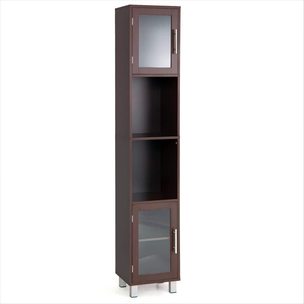 13 in. W x 12 in. D x 71 in. H Brown Tower Bathroom Linen Cabinet and Organ