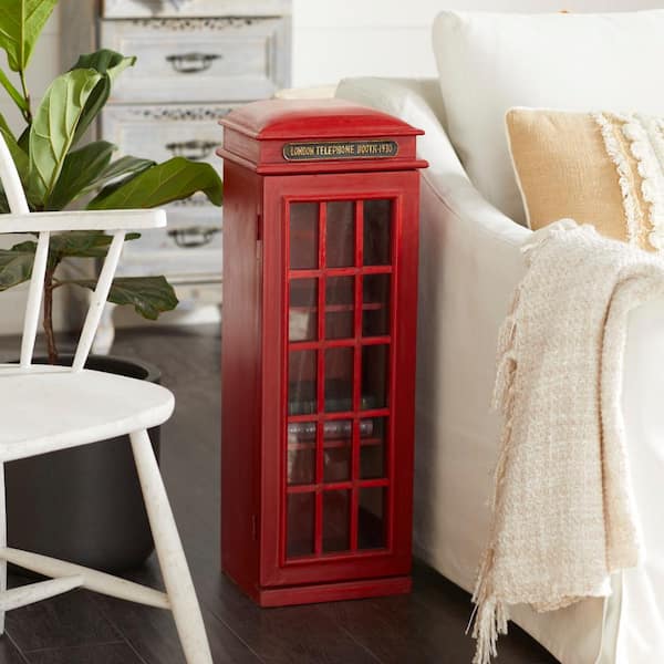 Litton Lane 2 Shelf Wood Stationary Red London Telephone Booth Storage Unit