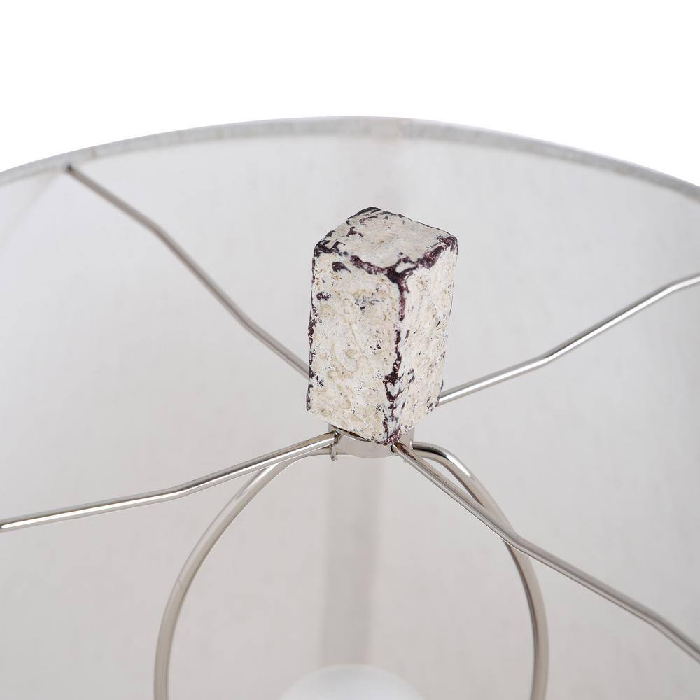 Berwyn Distressed White Lighthouse Table Lamp with Oatmeal Shade