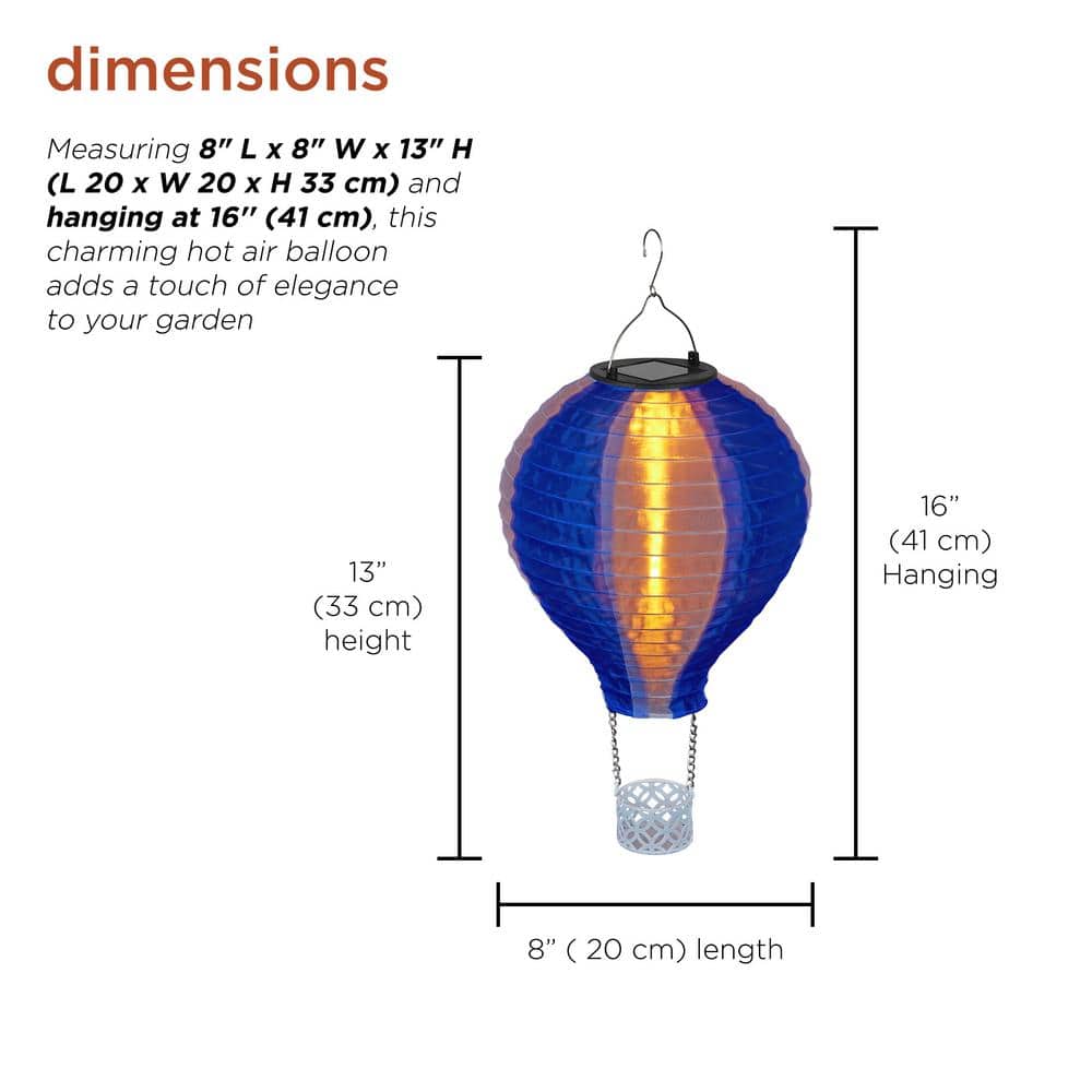 Solar Blue and White Hot Air Balloon LED Light