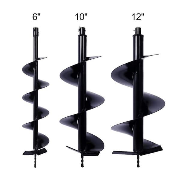(15 cu. ft.) 6 in. + 10 in. + 12 in. Auger Drill Bit for Planting Hole, Bulb Planter Auger, Post Hole Digger Accessories