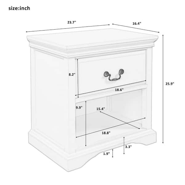 Forclover 23 7 In White Rectangle Wood End Table With 1 Drawer And Shelf Gaak282309 The Home Depot White Rectangle Wood End Table, 7 Inch Deep Side Table