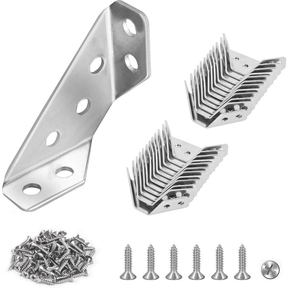 2-7/16 in. Stainless Steel Universal Corner Connectors Triangular Support Brackets for Wood Furniture Screws 24-Pack price history on PriceWatchPro