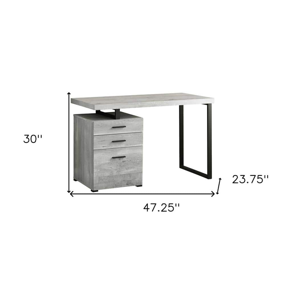 Transitional Black/Gray Wood Home Office Desk with 3 Drawers