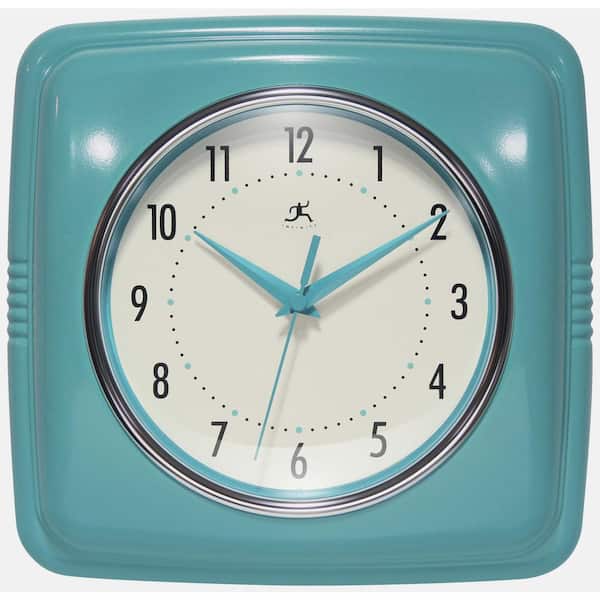 9.25 in. Retro Square Turquoise Resin Wall Clock