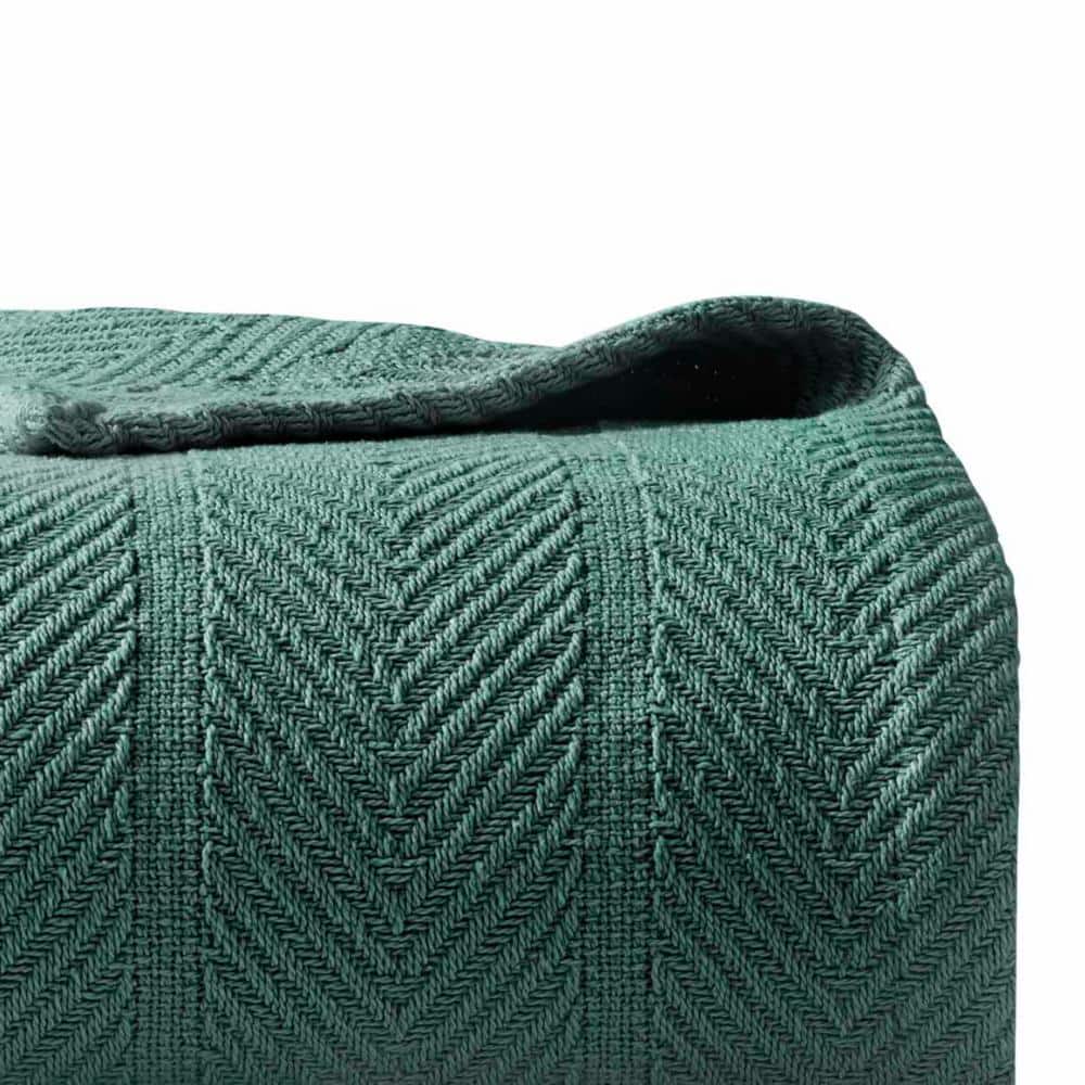 Twin Green Cotton Knitted Reversible Blanket