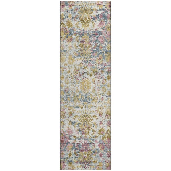 Mayfield Premium Machine Washable Abstract AMF2211 Wheat 2 ft. x 7 ft. Runner Rug