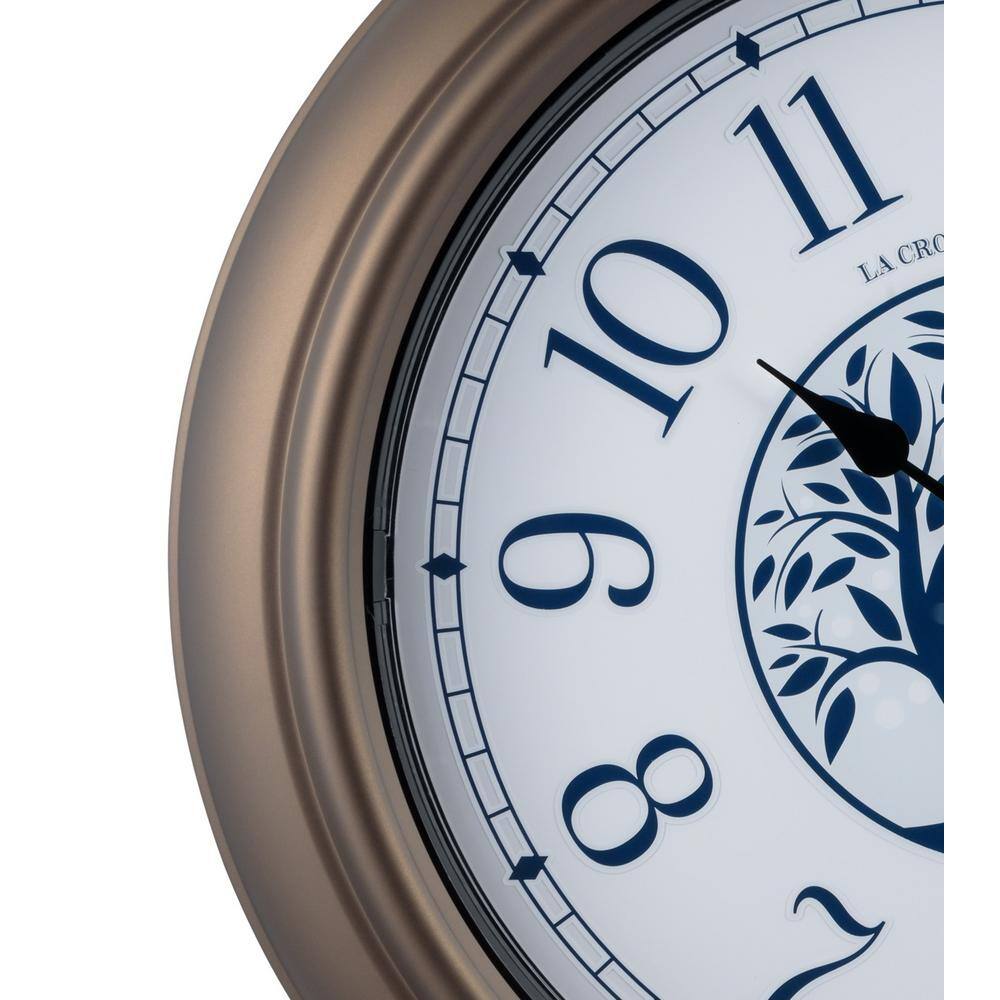 Bronze 18" Weather-Resistant Analog Wall Clock with Night Light