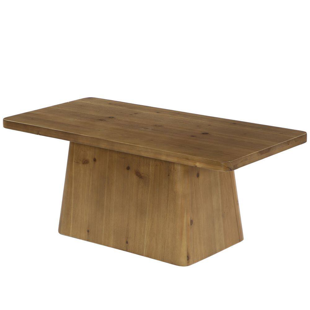Allan 47.24" in. Brown Rectangle Solid Wood Coffee Table With Sturdy Pedestal, Accent Center Table for Living Room