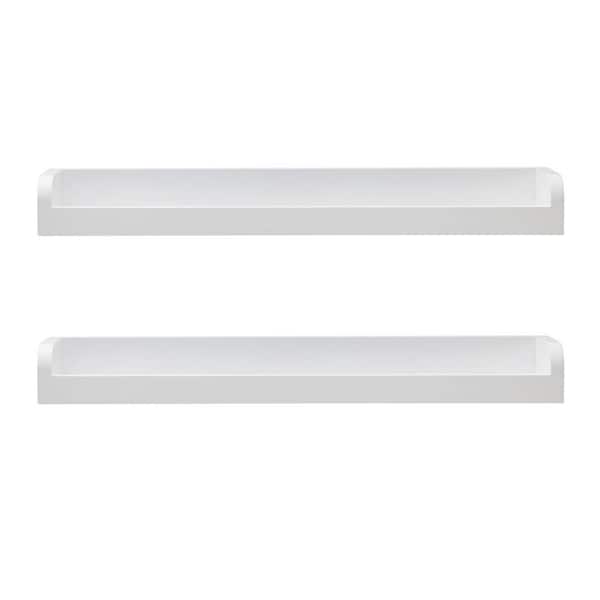 Melannco 4-in. W x 18-in. D L x 2-in. H-White MDF/Wood Floating Arc Decorative Wall Shelf without Brackets, set of 2