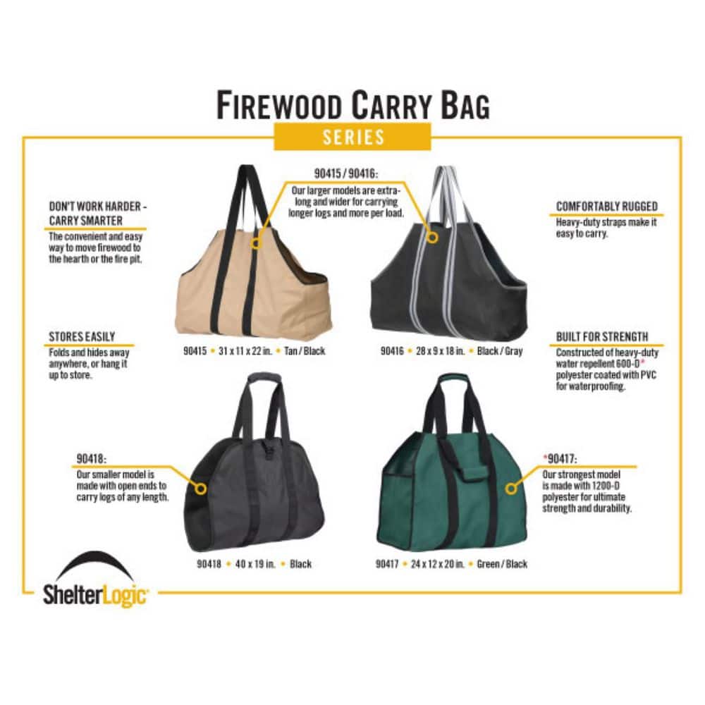 Tan Heavy-Duty Polyester Firewood Log Carrier Bag