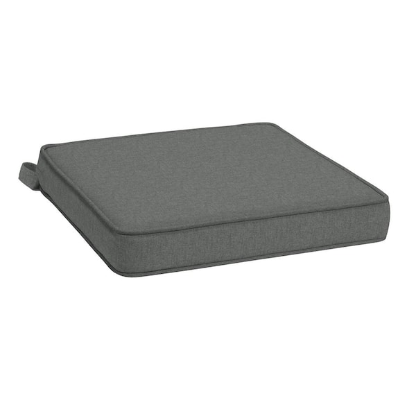 ARDEN Foam Outdoor Double Welted Dining Seat Cushion 19 x 19 Made with ProFoam, Heathered Charcoal Woven Solid