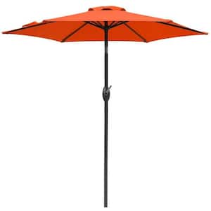 7.5 ft. Market Patio Umbrella with Push Button Tilt and Crank 6 Sturdy Aluminum Ribs in Orange