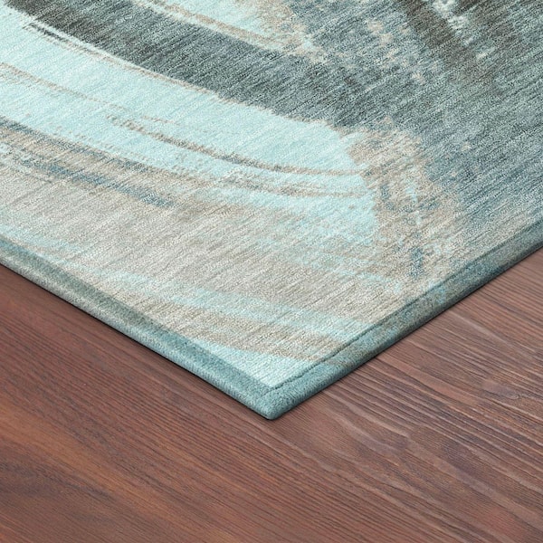 Chantille Machine Washable Indoor/Outdoor Abstract ACN2421 Teal 2 ft. x 7 ft. Runner Rug