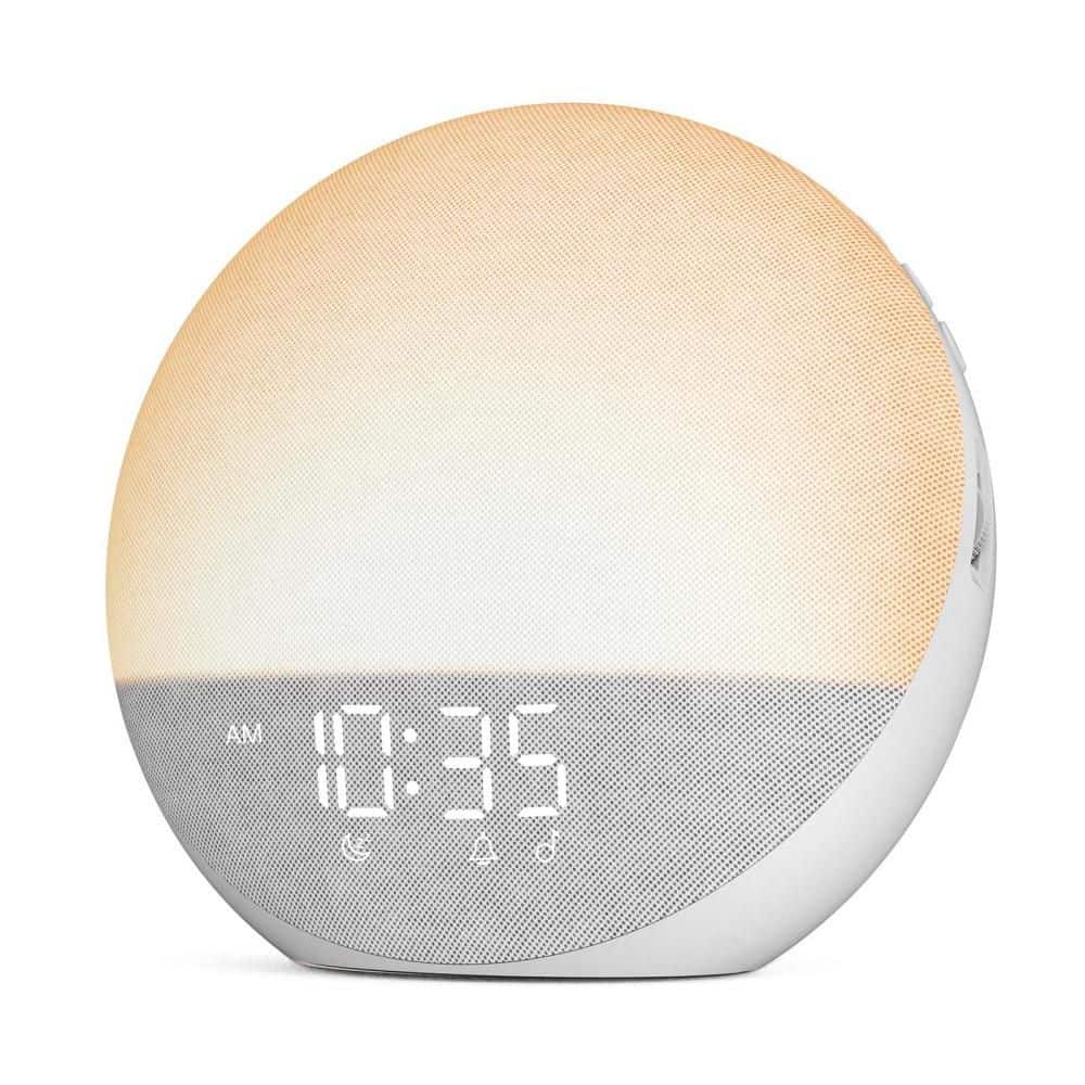 BIBIVIS Sunrise Alarm Clock with Bluetooth Speaker for Bedroom, Natural Wake Up, Dimmable Clock, White Noise Machine, White