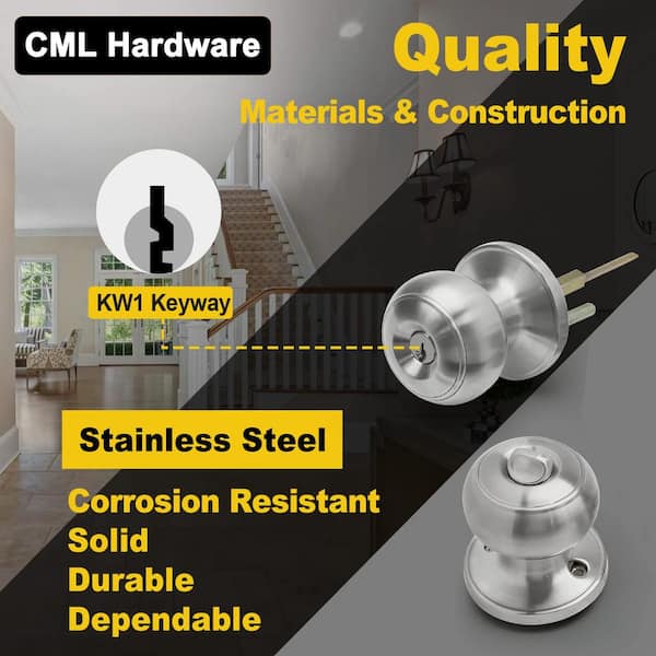 Angel Sar Stainless Steel Round Ball Handle Entry Door Knob