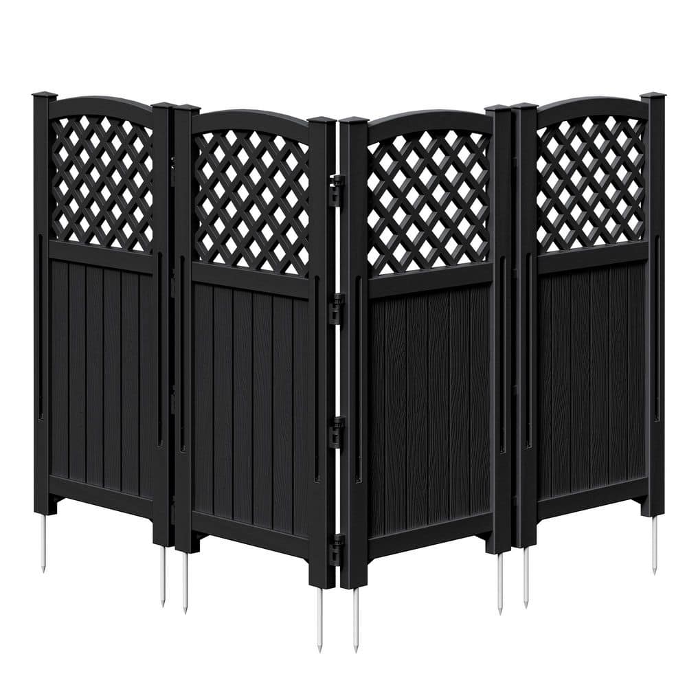 "21.8""W x 43.5"" H Black Plastic Privacy Screen, 4-Panel Fence for Patio, Poolside to Hide Trash Cans" price history on PriceWatchPro