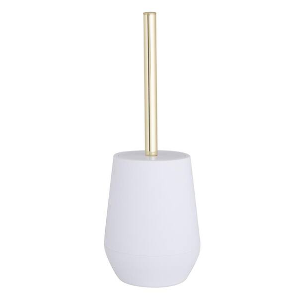 Bath Bliss Ceramic White and Gold Toilet-Brushes, 1 Pack