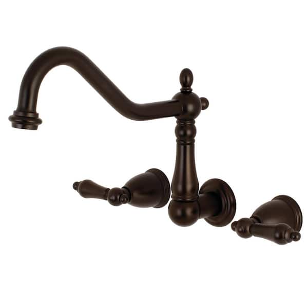 Kingston Brass Heritage 2-Handle Wall-Mount Standard Kitchen Faucet in Oil Rubbed Bronze