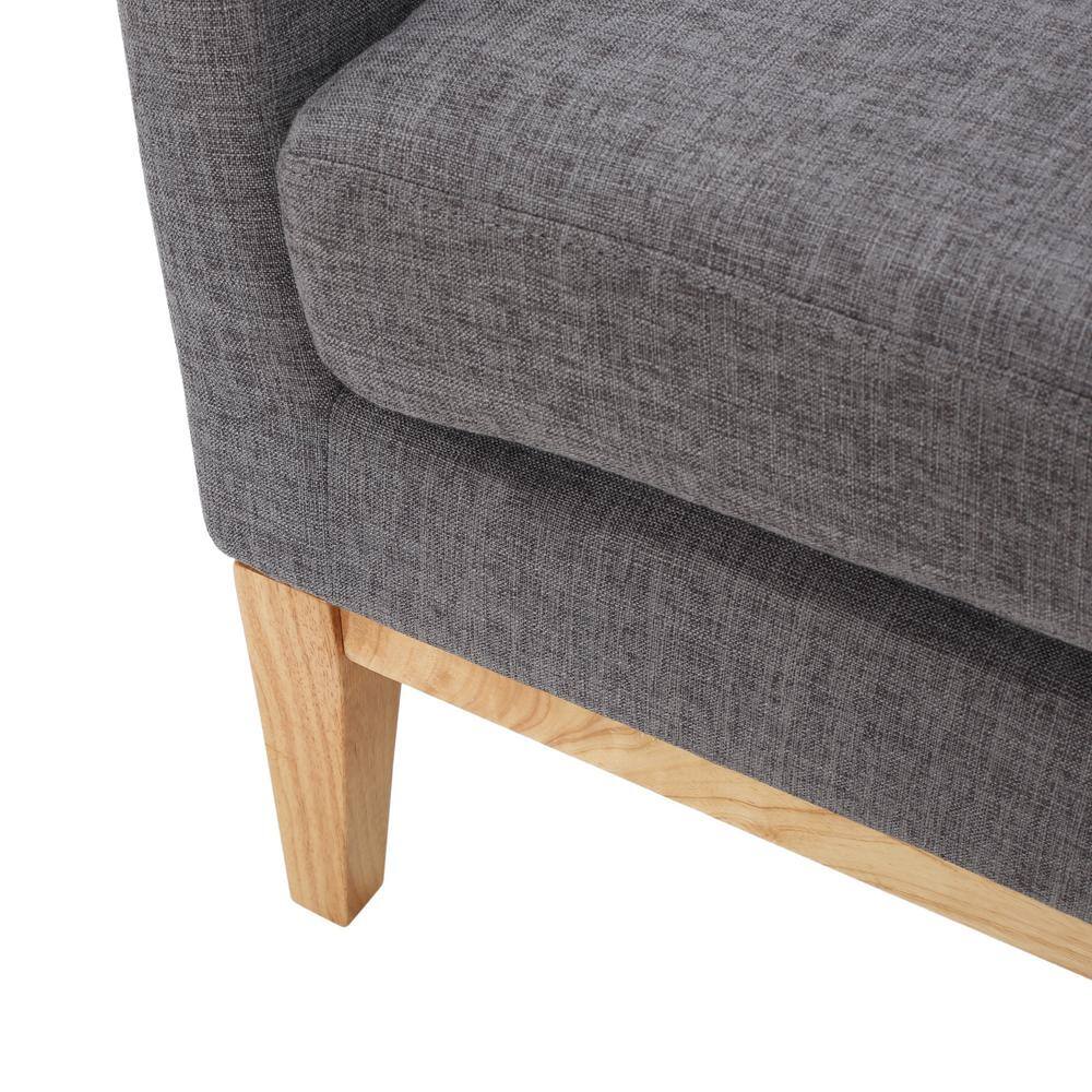 Aurla Light Gray Fabric Accent Chair with Natural Rubber Wood Legs