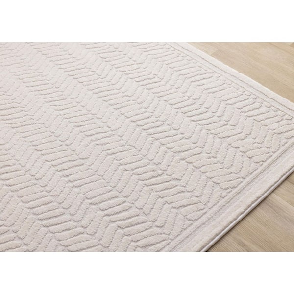 Osiris Collections 5 ft. x 8 ft. Beige Chevron, Tonal/Solid Indoor Area Rug