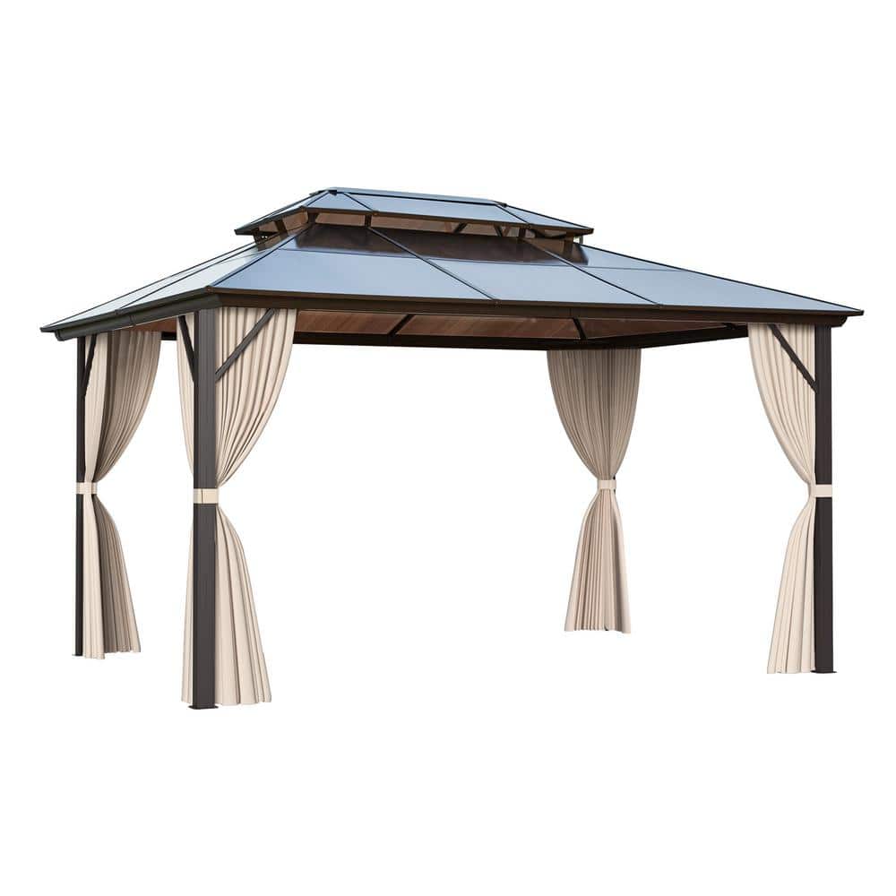 10 ft. x 13 ft. Outdoor Polycarbonate Double Roof Sun Panel Hardtop Gazebo