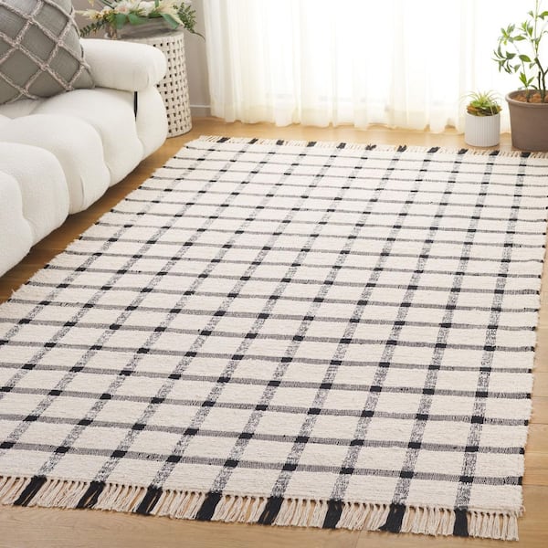 Montauk 3 ft. x 5 ft. Ivory/Black Geometric Lattice Area Rug
