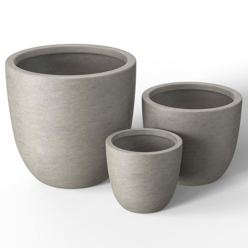 10 in. 14 in. 18 in. Light Gray(Enhanced Interior) Concrete Round Planter / Pot with Drainage Holes (3-Pack) price history on PriceWatchPro