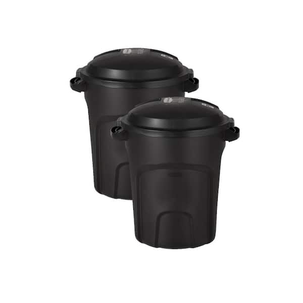  Rubbermaid Roughneck Heavy-Duty Wheeled Trash Can with Lid,  34-Gallon, Black, for Outdoor Use : Home & Kitchen