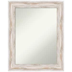 Alexandria White Wash 23 in. H x 29 in. W Wood Framed Non-Beveled Wall Mirror in White