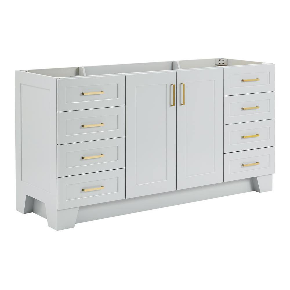 Taylor 66" Gray Single Freestanding Vanity Cabinet with Gold Hardware