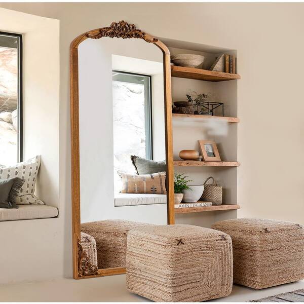 Lirago 30 in. W x 69 in. H Rustic Arched Solid Wood Framed