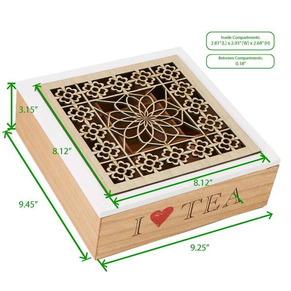 WOODEN TEA BAG BOX WHIT TWELVE COMPARTMENTS IN BROWN COLOUR