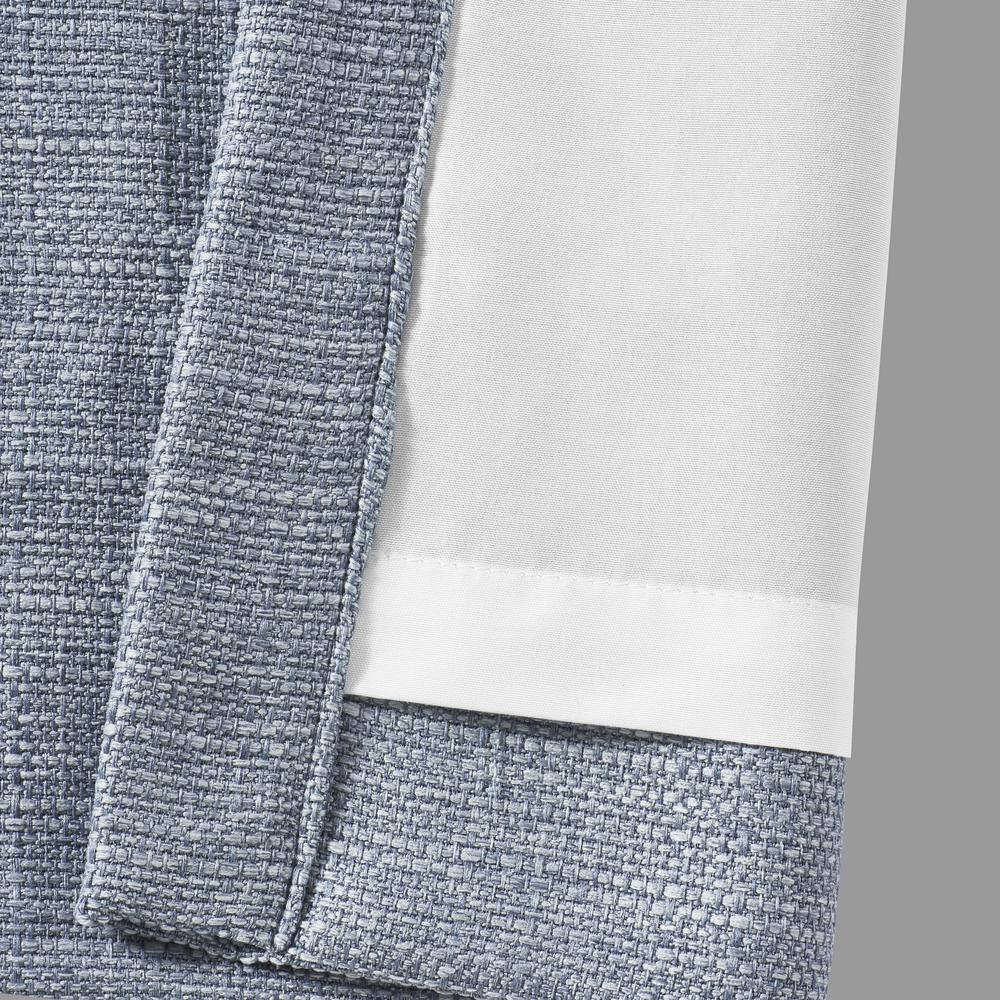Blue Polyester Room-Darkening Rod Pocket Curtain Panel Pair
