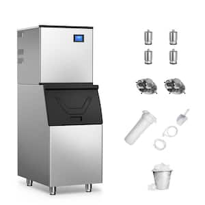 22 in. 600 lbs. per Day Split Commercial Ice Maker 182 Full Size Ice Cubes/Cycle in Silver 2-packages Freestanding