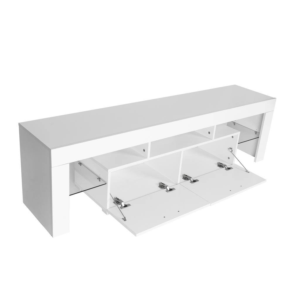 62.99 in. White TV Stand Fits TV's up to 55 in. High Gloss UV Led