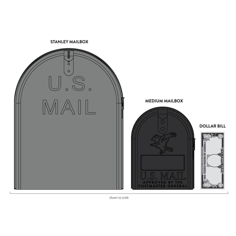 Extra Large Gray Steel Post Mount Mailbox
