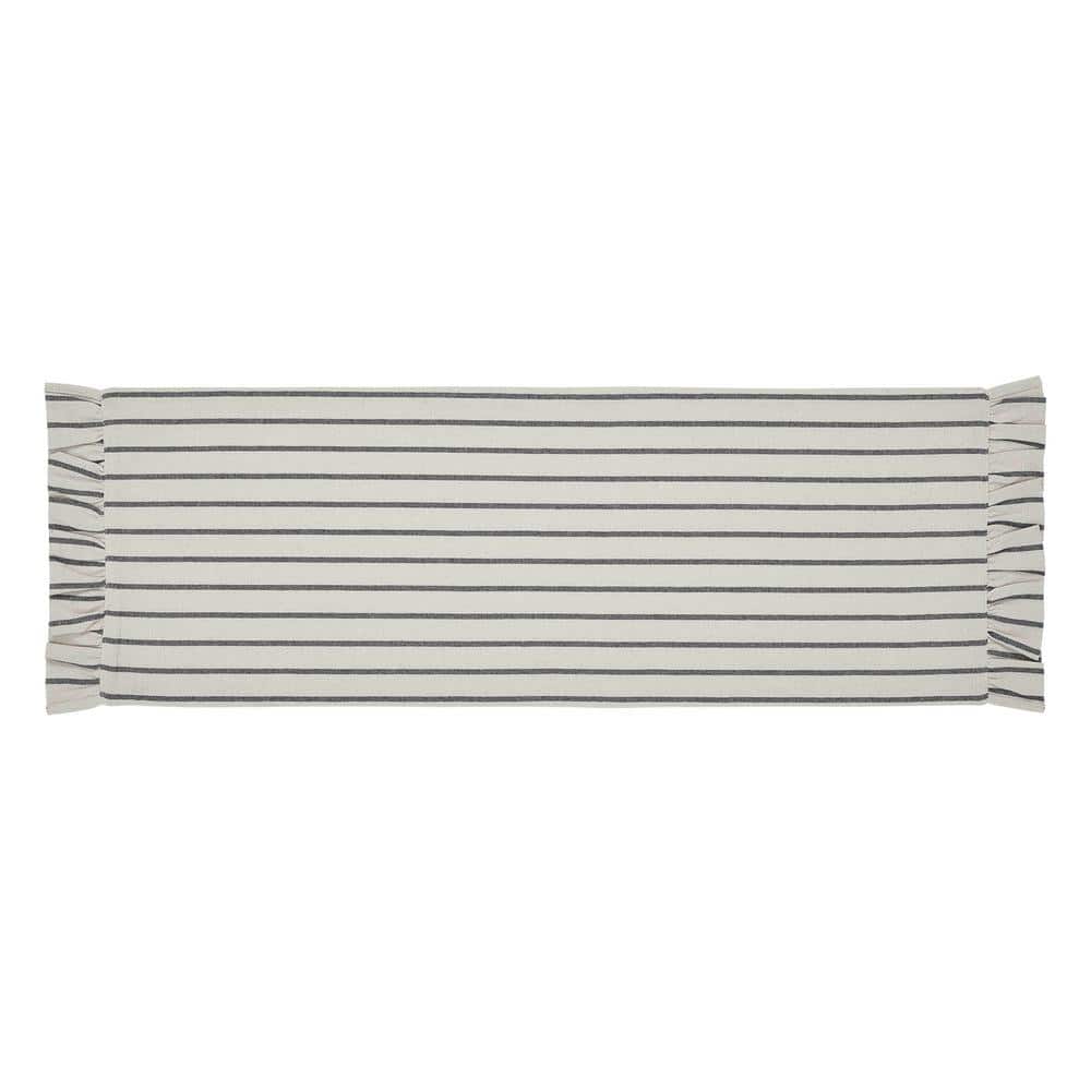 Navy and Creme Cotton Striped Farmhouse Table Runner 12x36