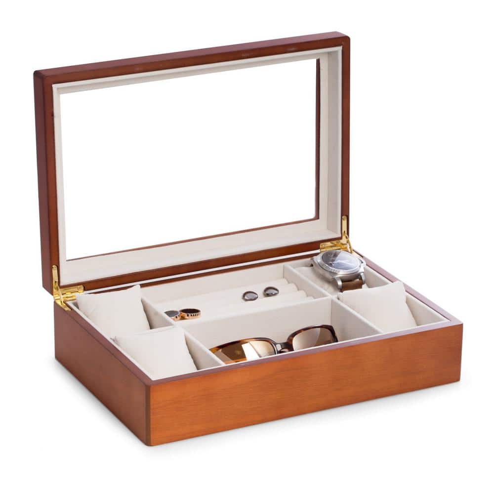 12.5 in. D x 3.25 in. H x 8.25 W Wood Storage/ Valet in Cherry