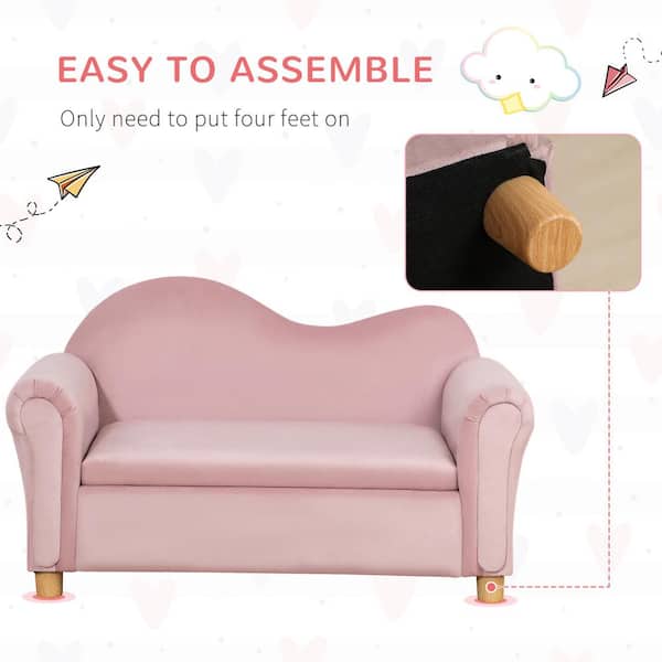 Qaba Ergonomic Foam Kids Sofa with Inner Toy Storage Chest