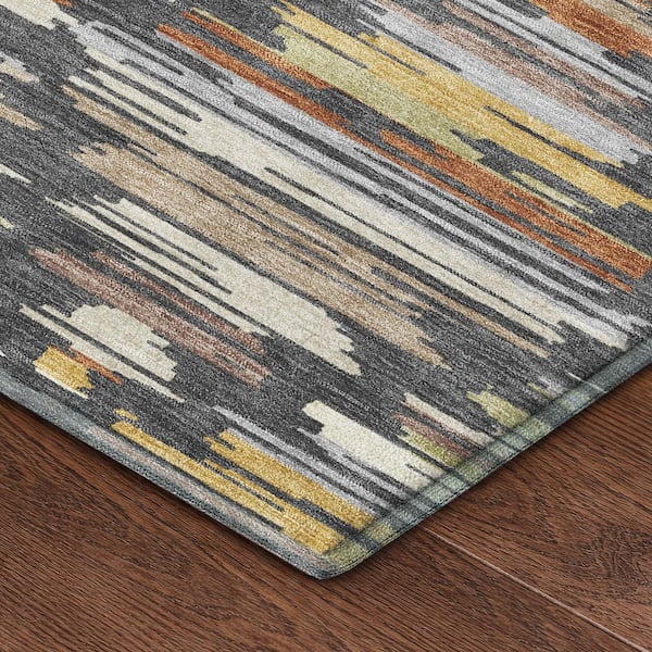 Mayfield Premium Machine Washable Abstract AMF2502 Charcoal 2 ft. x 3 ft. Accent Rug
